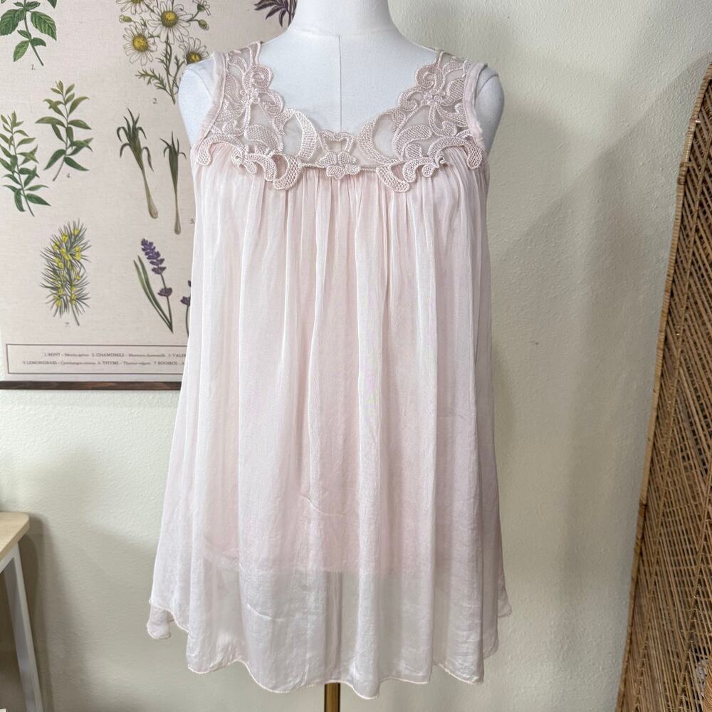 Crochet Lace Floral Flowy Tunic Top Ethereal Mori Kei Shabby Chic Fairy Grunge M